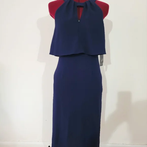 Adrianna Papell Cameron Popover Midi Dress, Blue / 4 Adrianna Papell Cameron Popover Midi Dress, Blue / 4